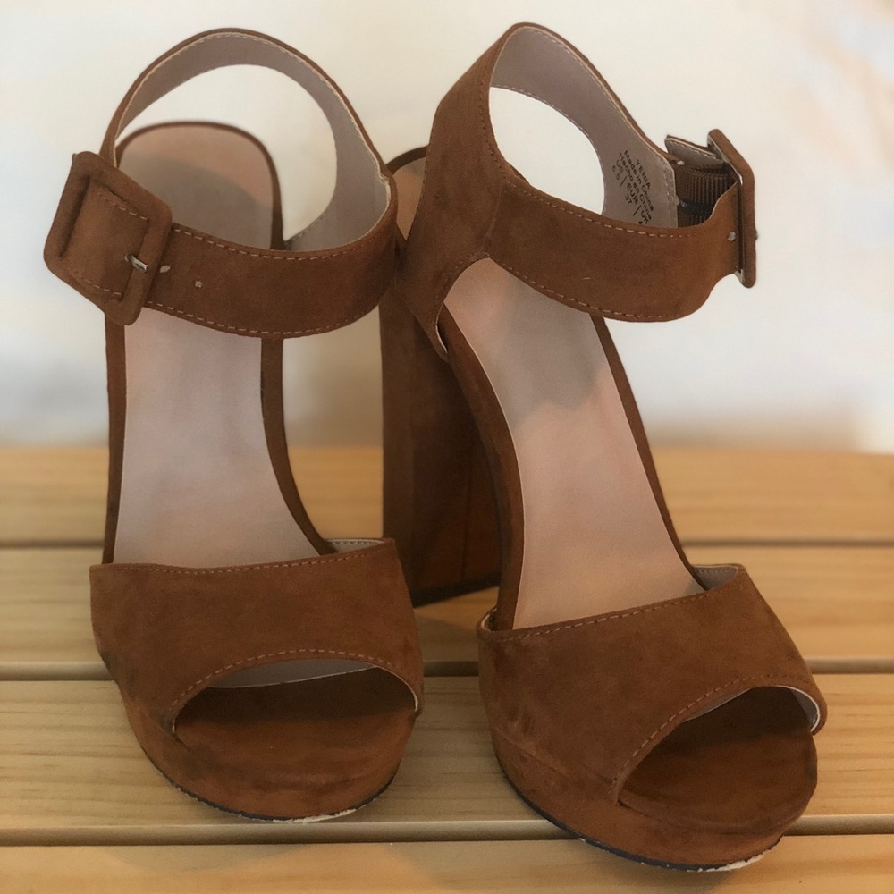 Brown platform heels